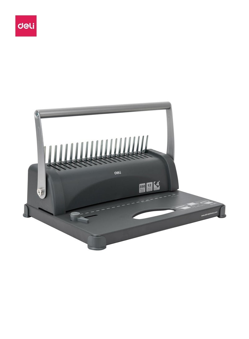 ديلي ماكينة تجليد بلاستيك A4 معدنية موديل 3871، تثقيب 12 ورقة، تجليد حتى 350 ورقة، ماكينة تجليد يدوية قوية - Image 3